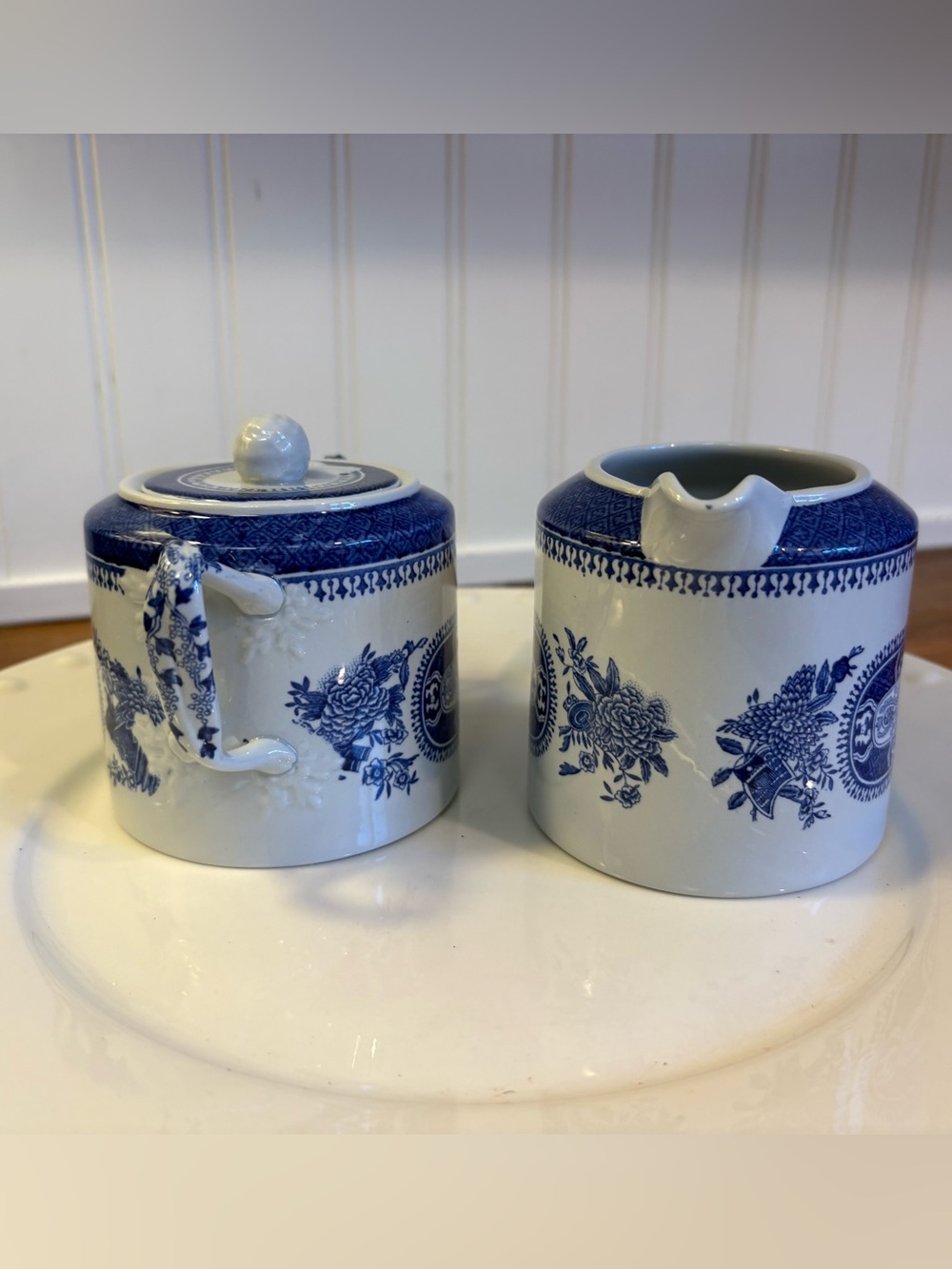 Spode ‘Fitzhugh Blue’ creamer and sugar with lid - Picture 2 of 15